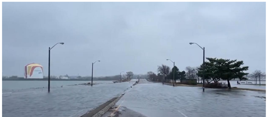 Map of flood risk differences by roadway segment